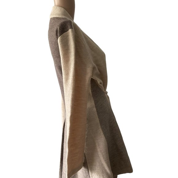 Rosie Neira Denisse 100% Wool Neutral Colorblock Size S Cardigan - Picture 2 of 12